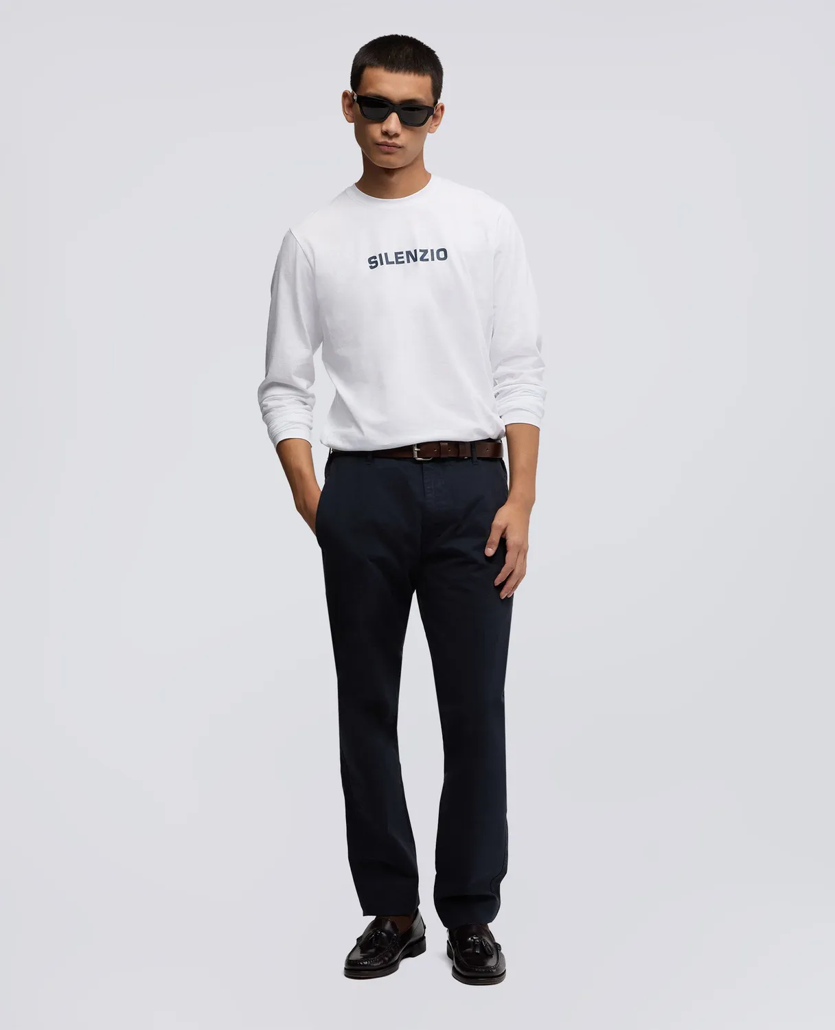 Aspesi Silenzio langærmet t-shirt hvid bomuld