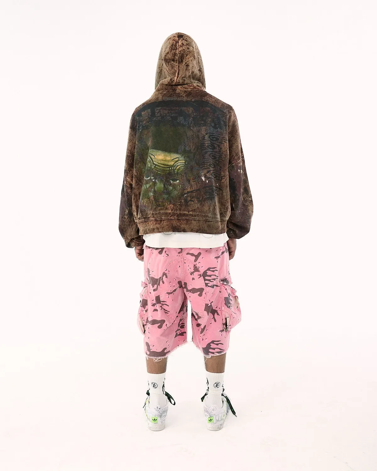 Hellstar HStar Graffiti hoodie brun oversized fleece