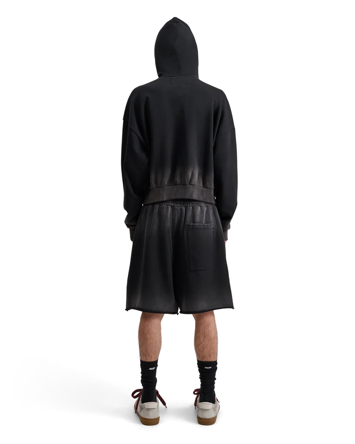Alis Malto cropped hoodie faded black bomuld