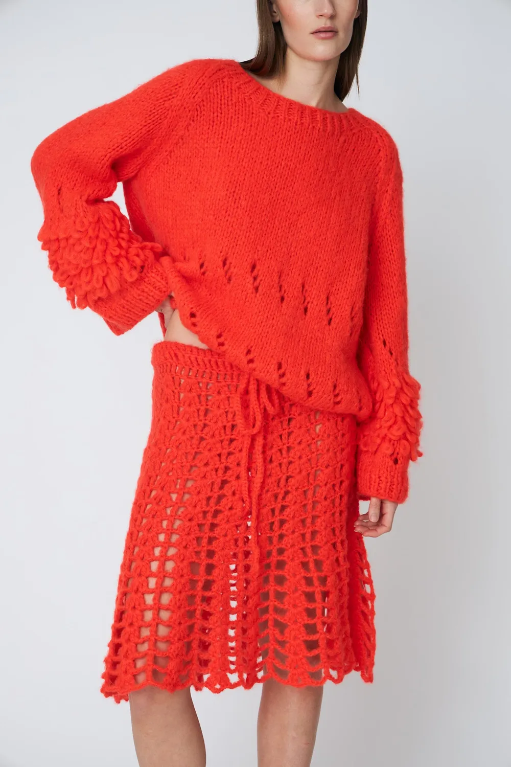 Dawn x Dare Emma Crochet nederdel chili mohair