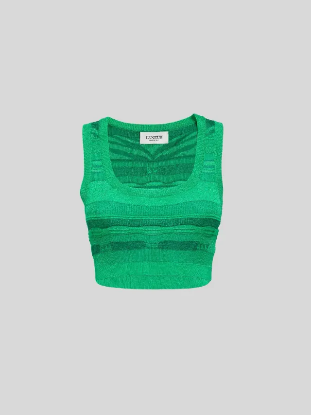 Laneus cropped top jacquard smaragdgrøn tæt