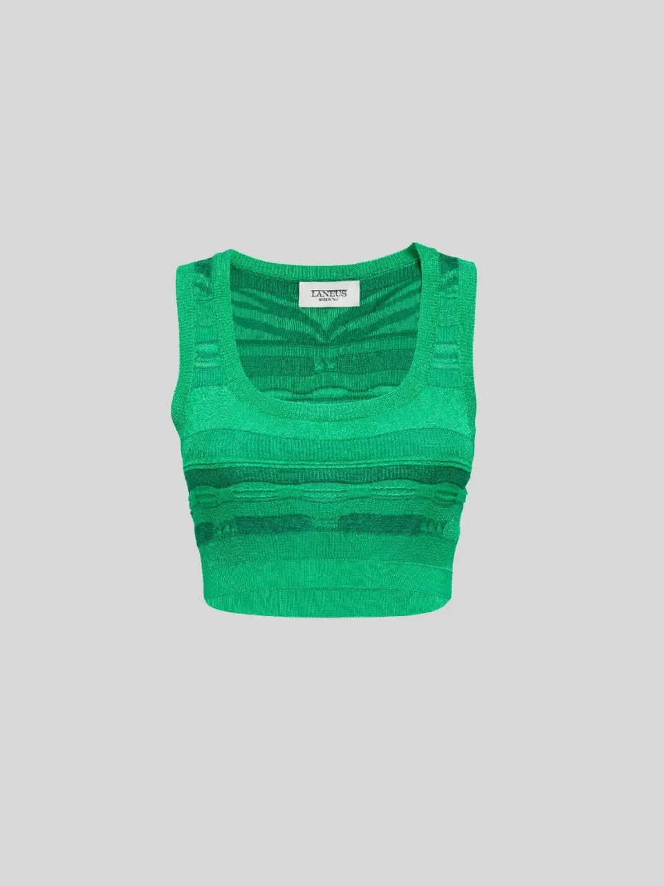 Laneus cropped top jacquard smaragdgrøn tæt