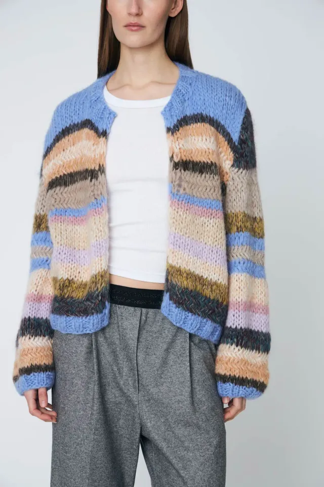 DAWNXDARE GABI strikcardigan 970 lavander blue stribet