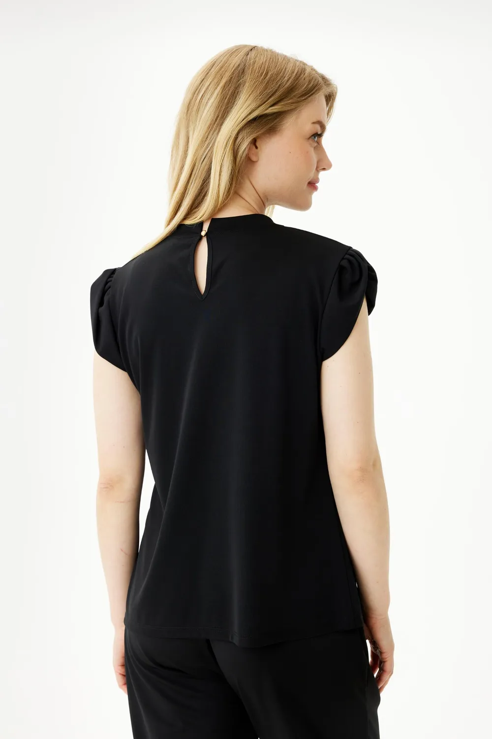 IN FRONT Grazia bluse jersey med krave strækbar