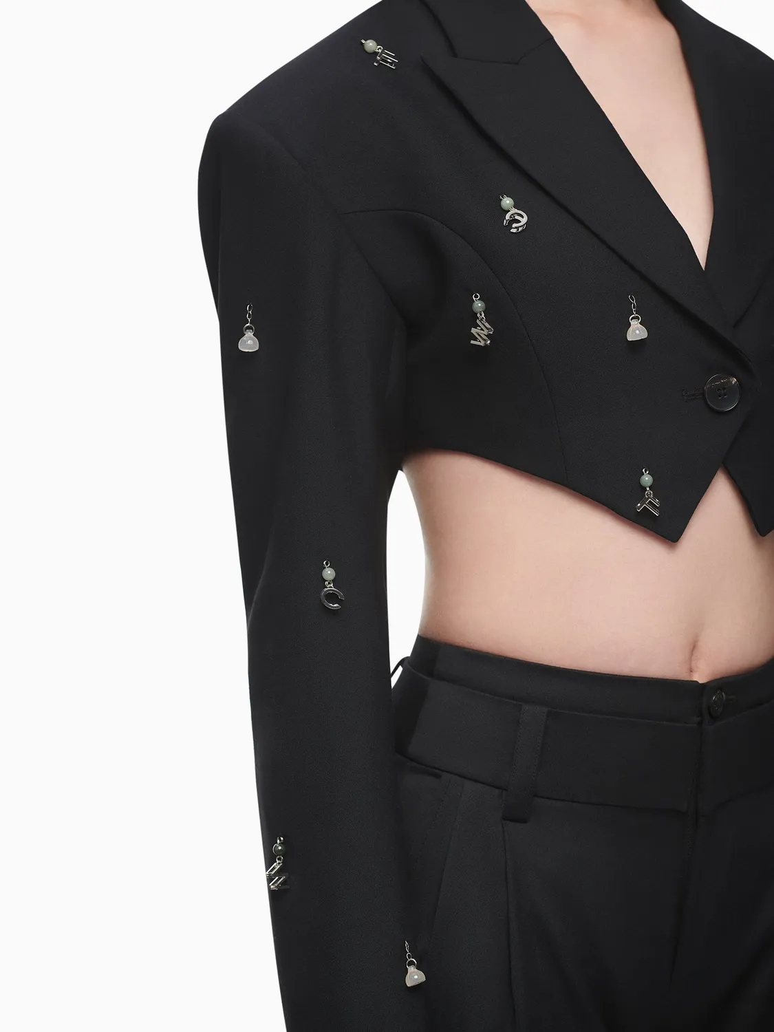 Feng Chen Wang embellished jakke sort cropped