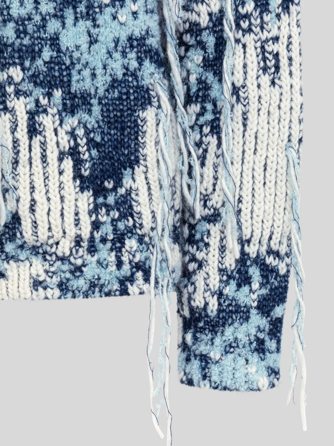 Laneus Jacquard strik blå uld alpaka oversize