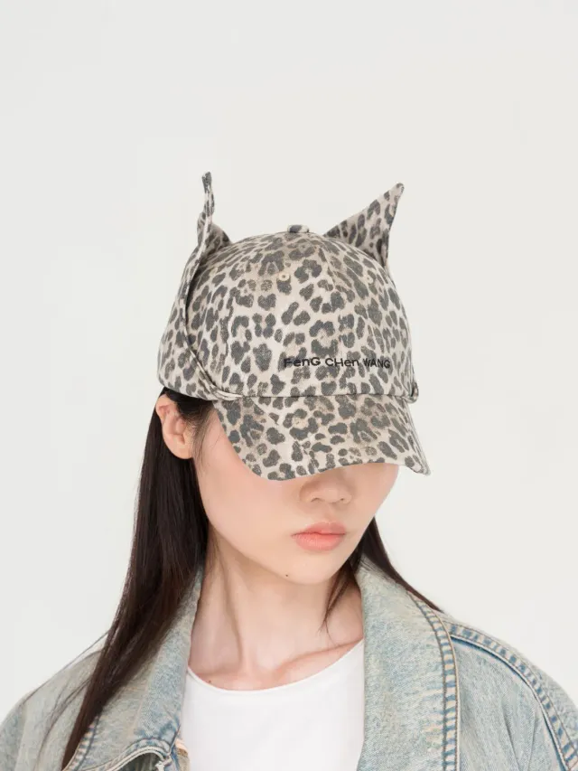 Feng Chen Wang Cat Ear Kasket leopard denim