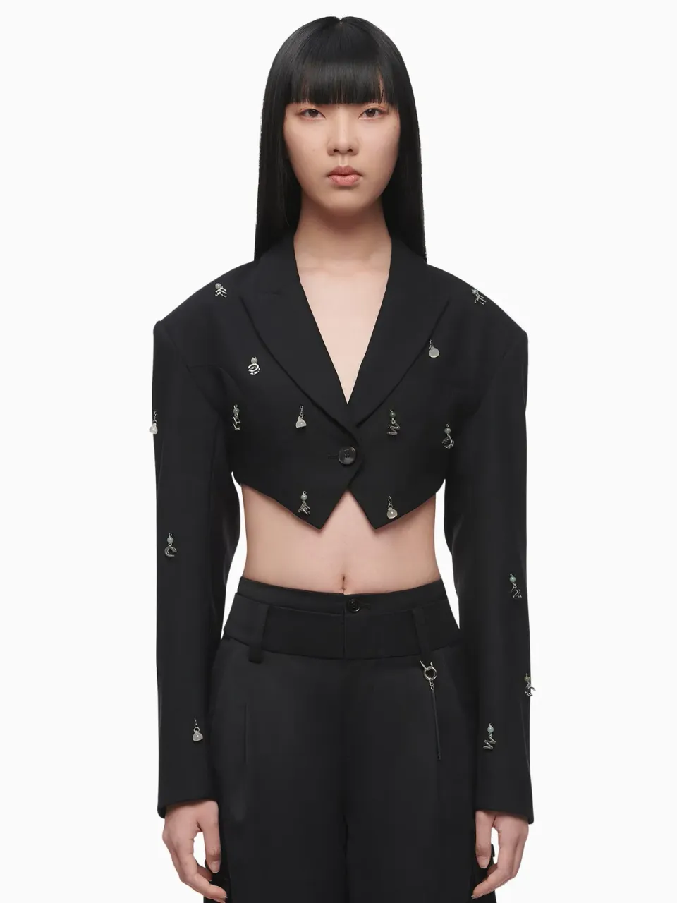 Feng Chen Wang embellished jakke sort cropped