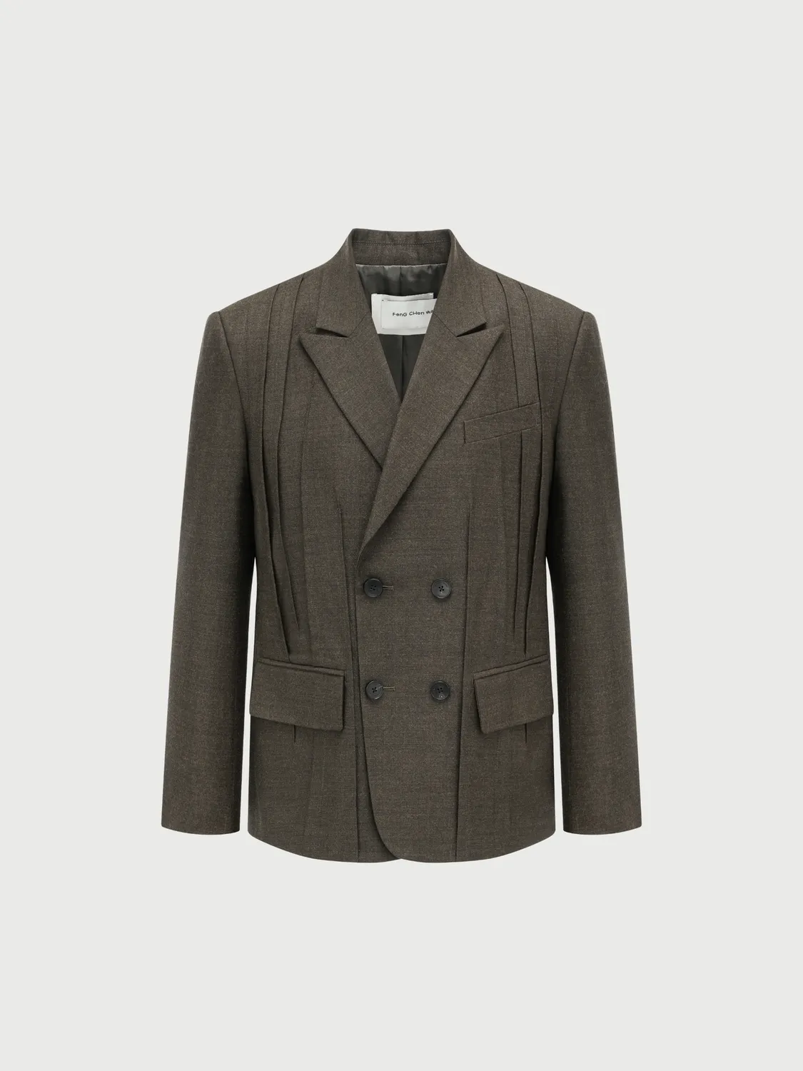 Feng Chen Wang Folding blazer mørkegrøn dobbeltradet