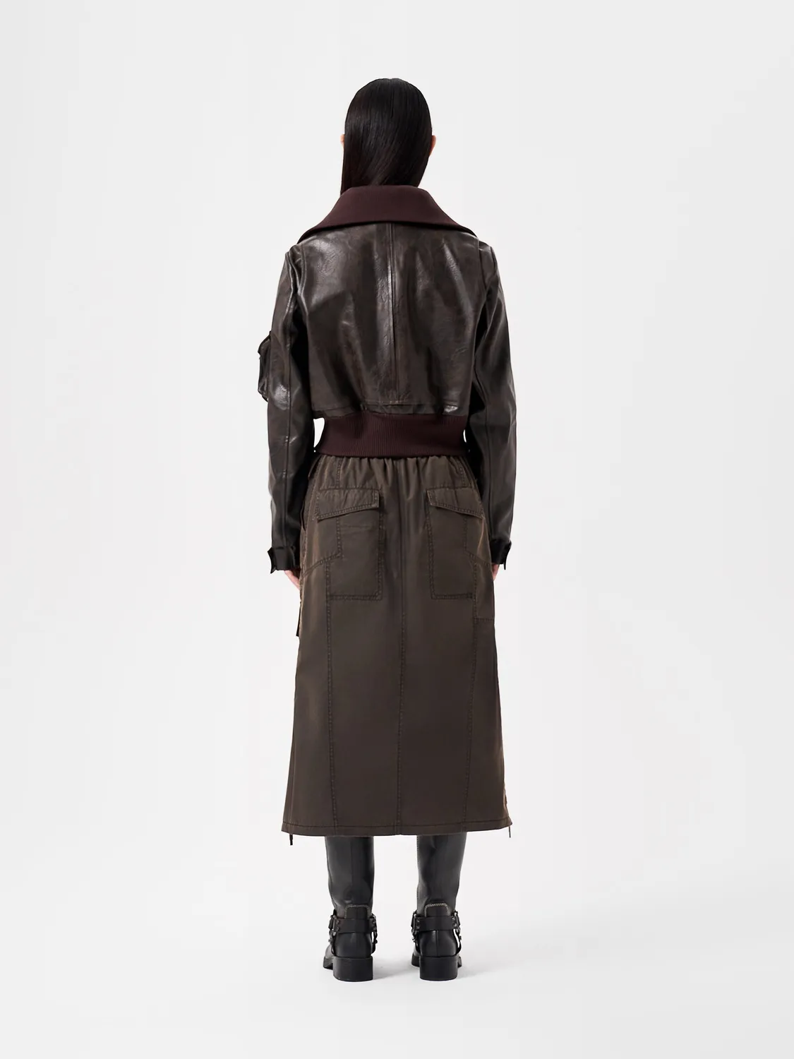 Feng Chen Wang deconstructed jakke brun kort
