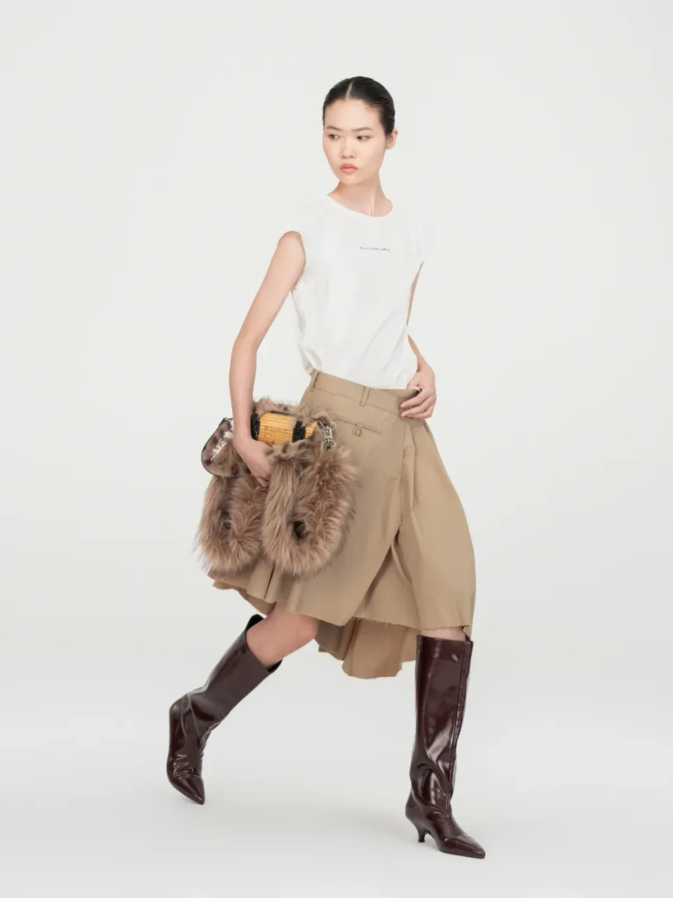 Feng Chen Wang Wrap nederdel khaki midi slå-om