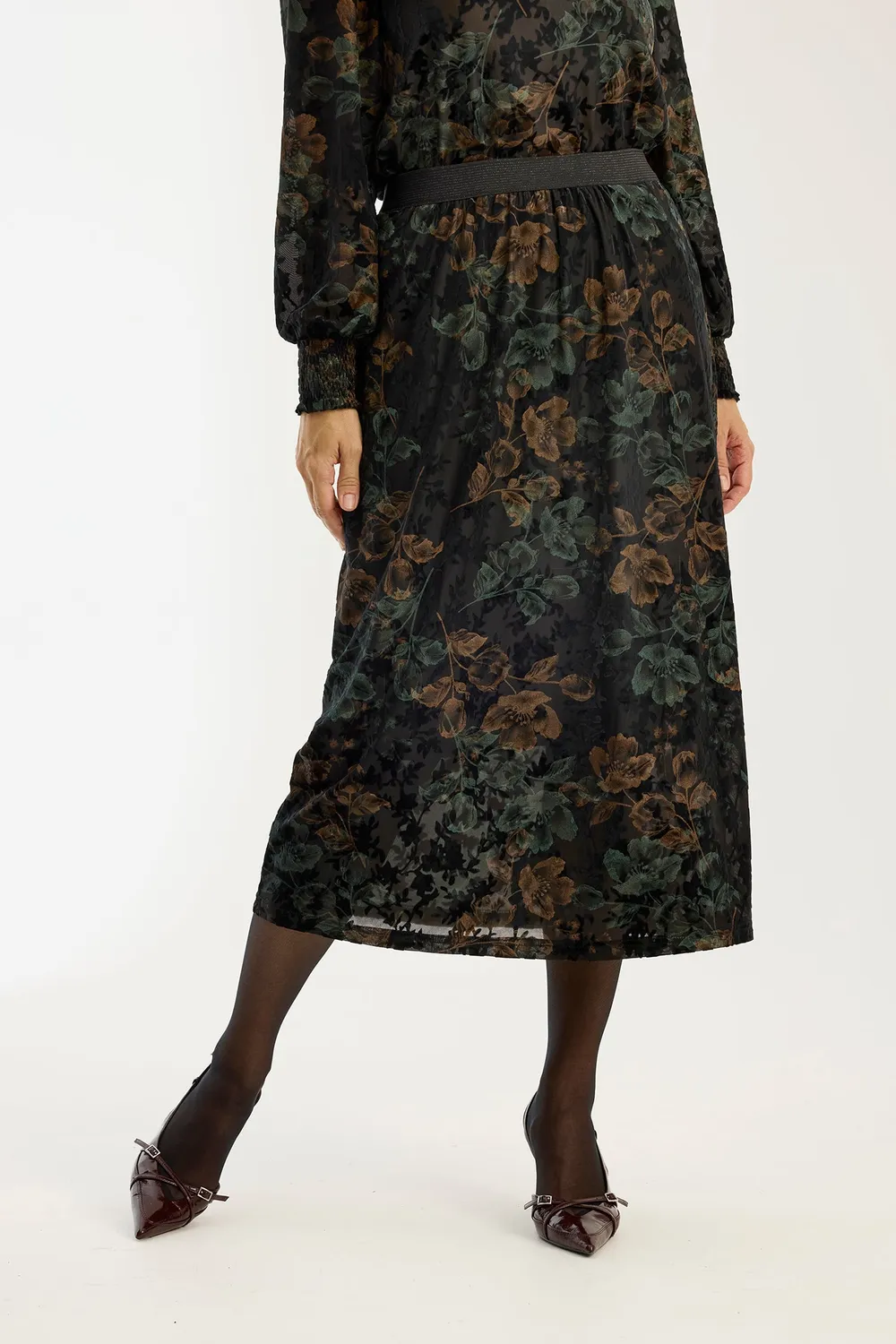 IN FRONT Nellie nederdel midi transparent velour