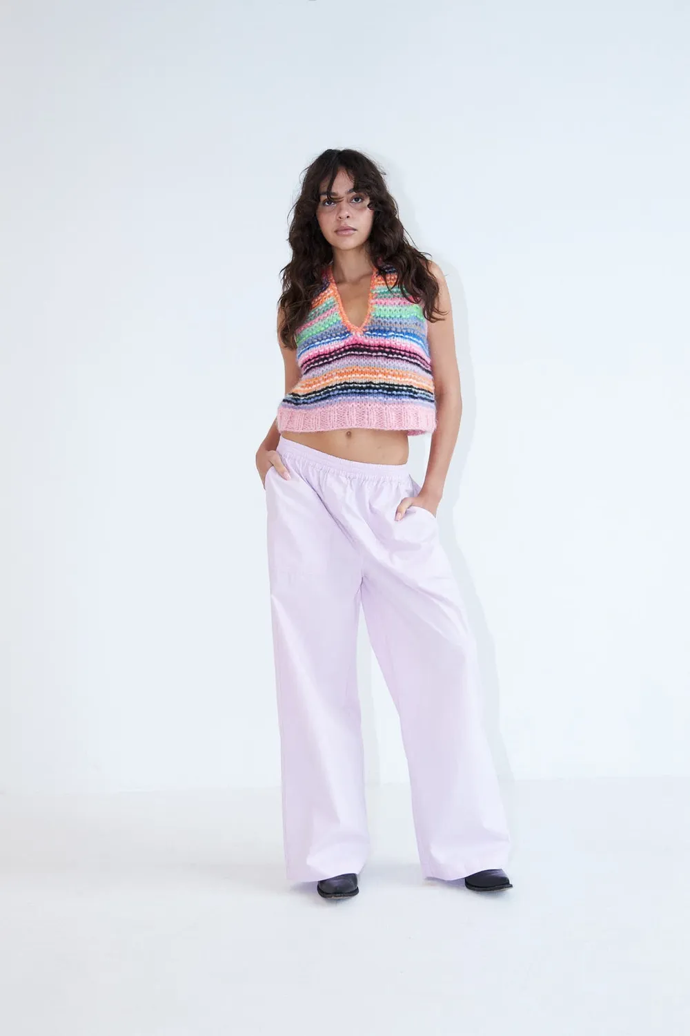 DAWN x DARE GINNY STRIPE strikvest 920 pink multi mohair