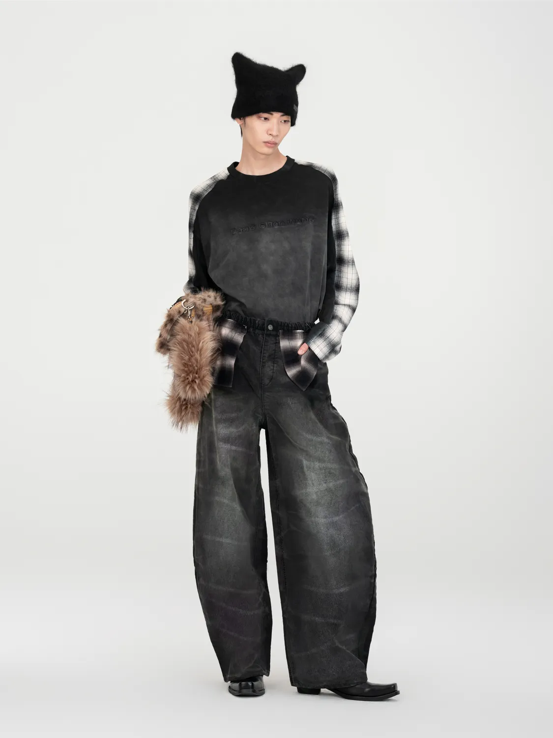 Feng Chen Wang Gradient Washed T-shirt brun langærmet