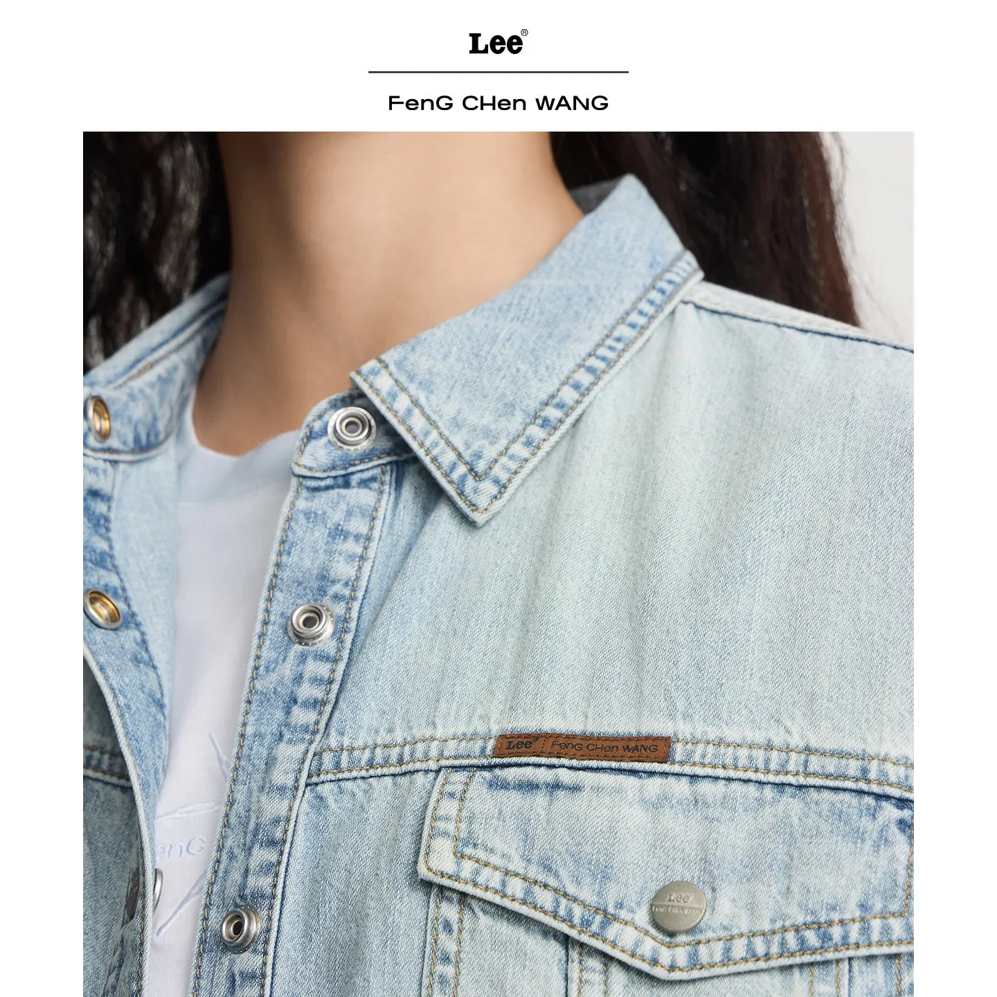 Lee x Feng Chen Wang denimskjorte dame langærmet