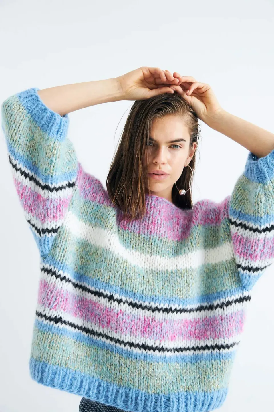 DAWNXDARE LOLA 220 pullover sky mohair striber