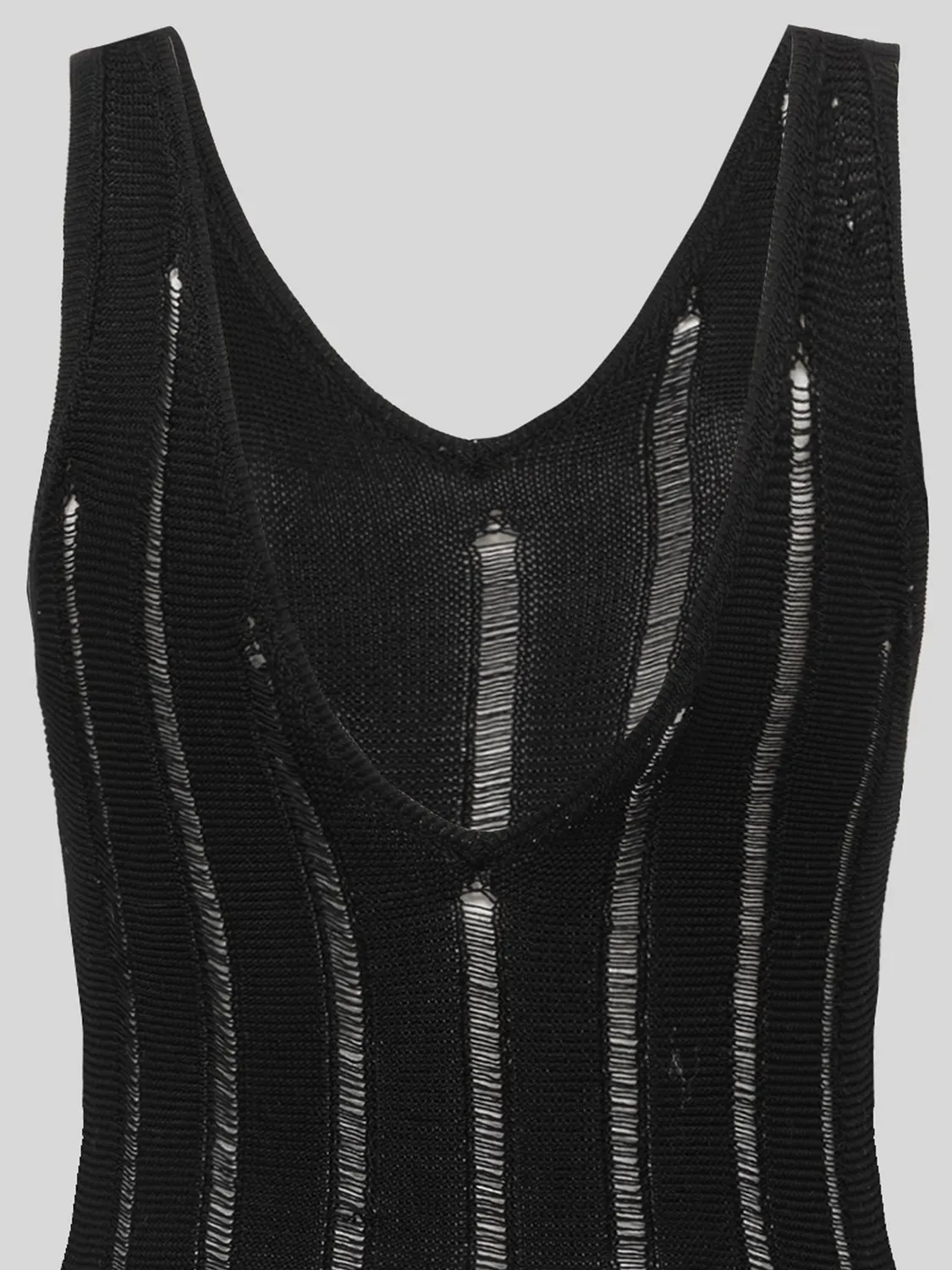 Laneus Destroyed Long Dress maxikjole sort bomuld