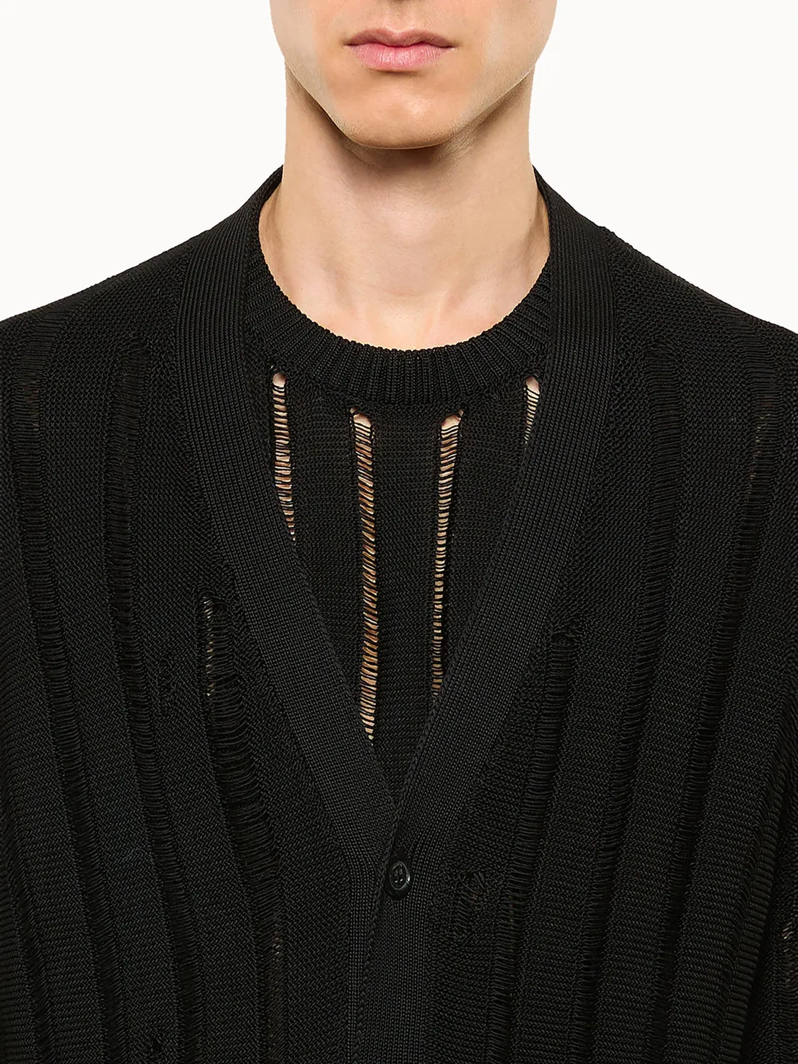 Laneus Knit Cardigan strikcardigan sort økologisk bomuld