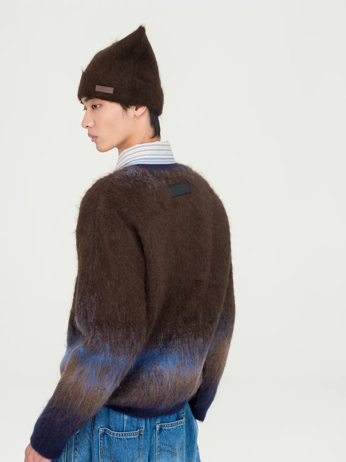 Feng Chen Wang Brown-Blue Gradient Sweater striktrøje børstet