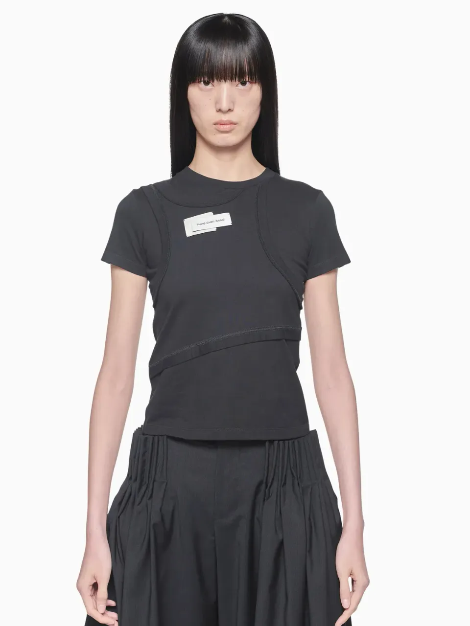 Feng Chen Wang Double Panel T-shirt sort bomuld XS-XL