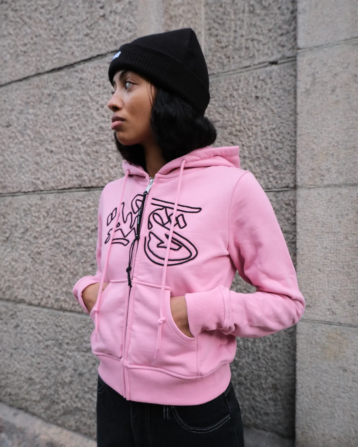 Alis Lauren hættetrøje pink cropped bomuld