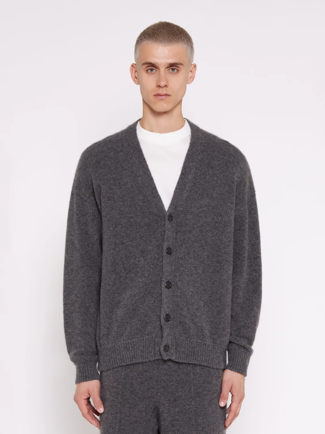 Laneus cardigan cashmere grå – let herre strik