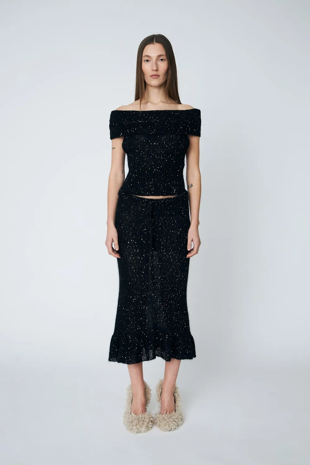 DAWNXDARE MEGAN slipover strikvest sort mohair
