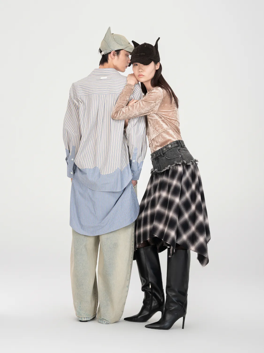 Feng Chen Wang deconstructed jeans lyseblå