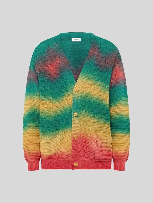 Laneus Oversized Knit Cardigan strikcardigan multicolour bomuld