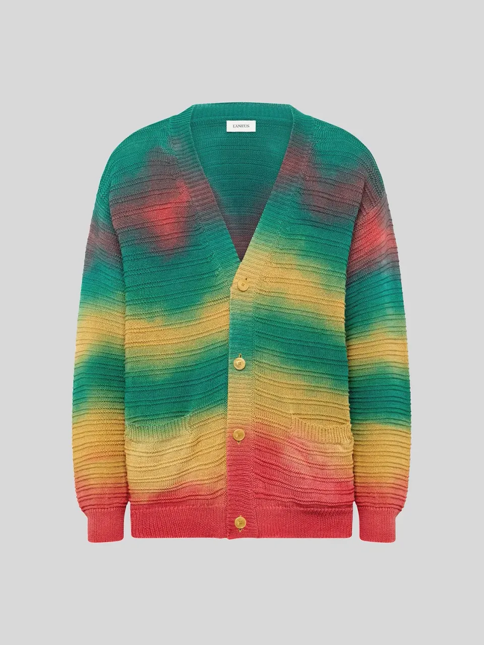 Laneus Oversized Knit Cardigan strikcardigan multicolour bomuld