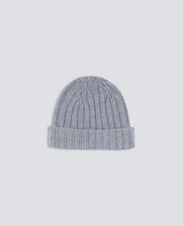 Aspesi Ribbed Wool Beanie hue grå merino
