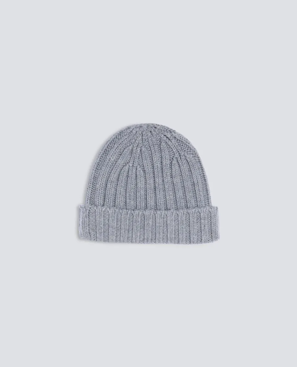 Aspesi Ribbed Wool Beanie hue grå merino