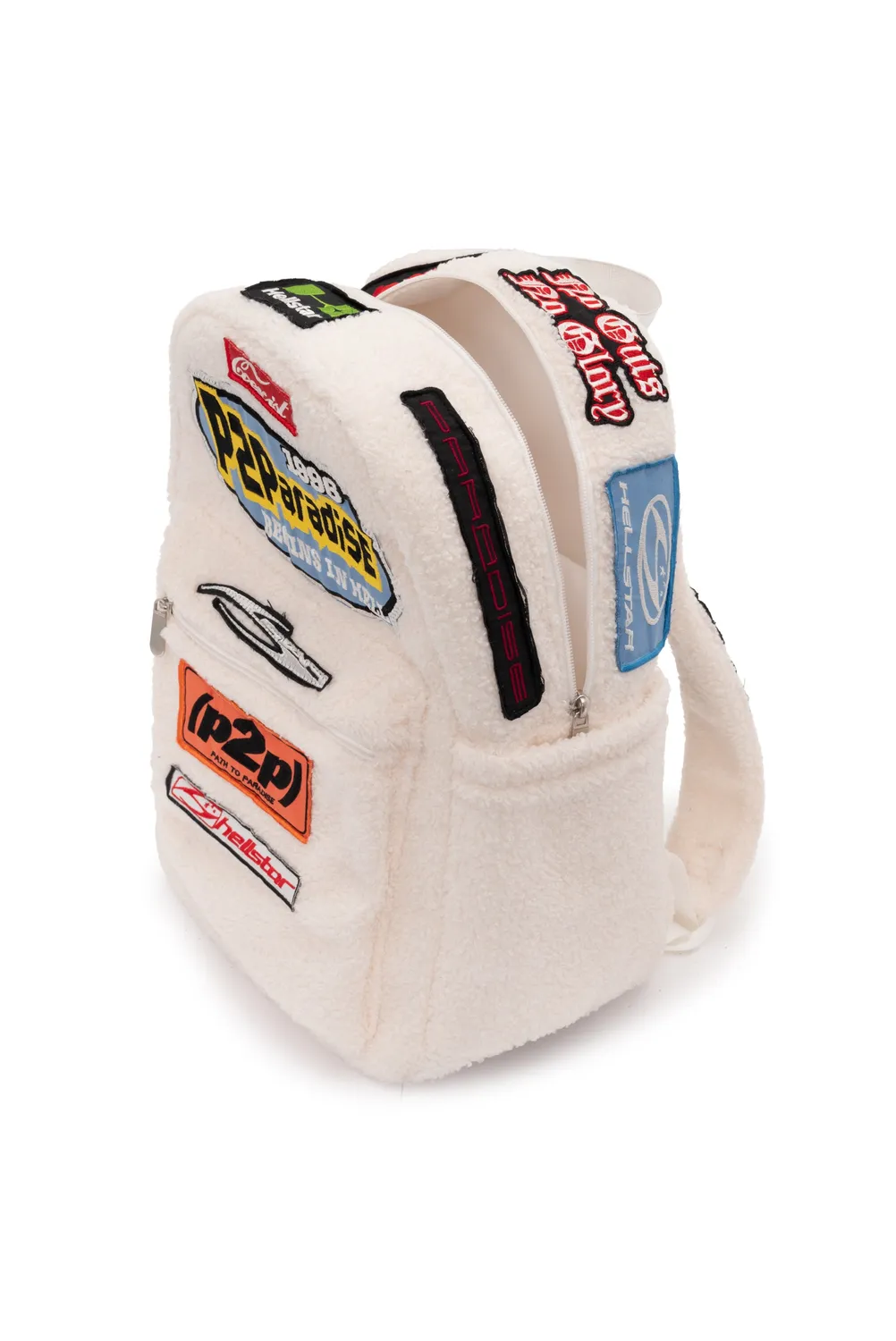 Hellstar Sherpa Patchwork rygsæk hvid teddy