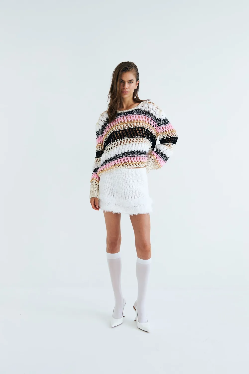DAWNXDARE ELOISE strikpullover 920 pink multi hulmønster