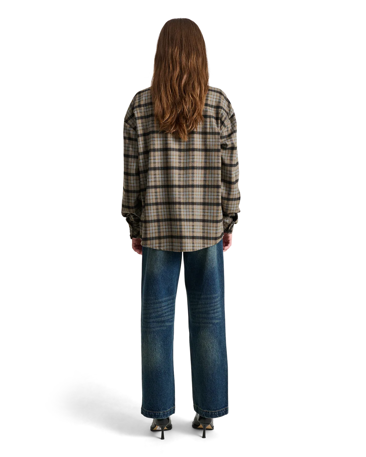 Alis Syril skjorte Sand Blue Tartan løs
