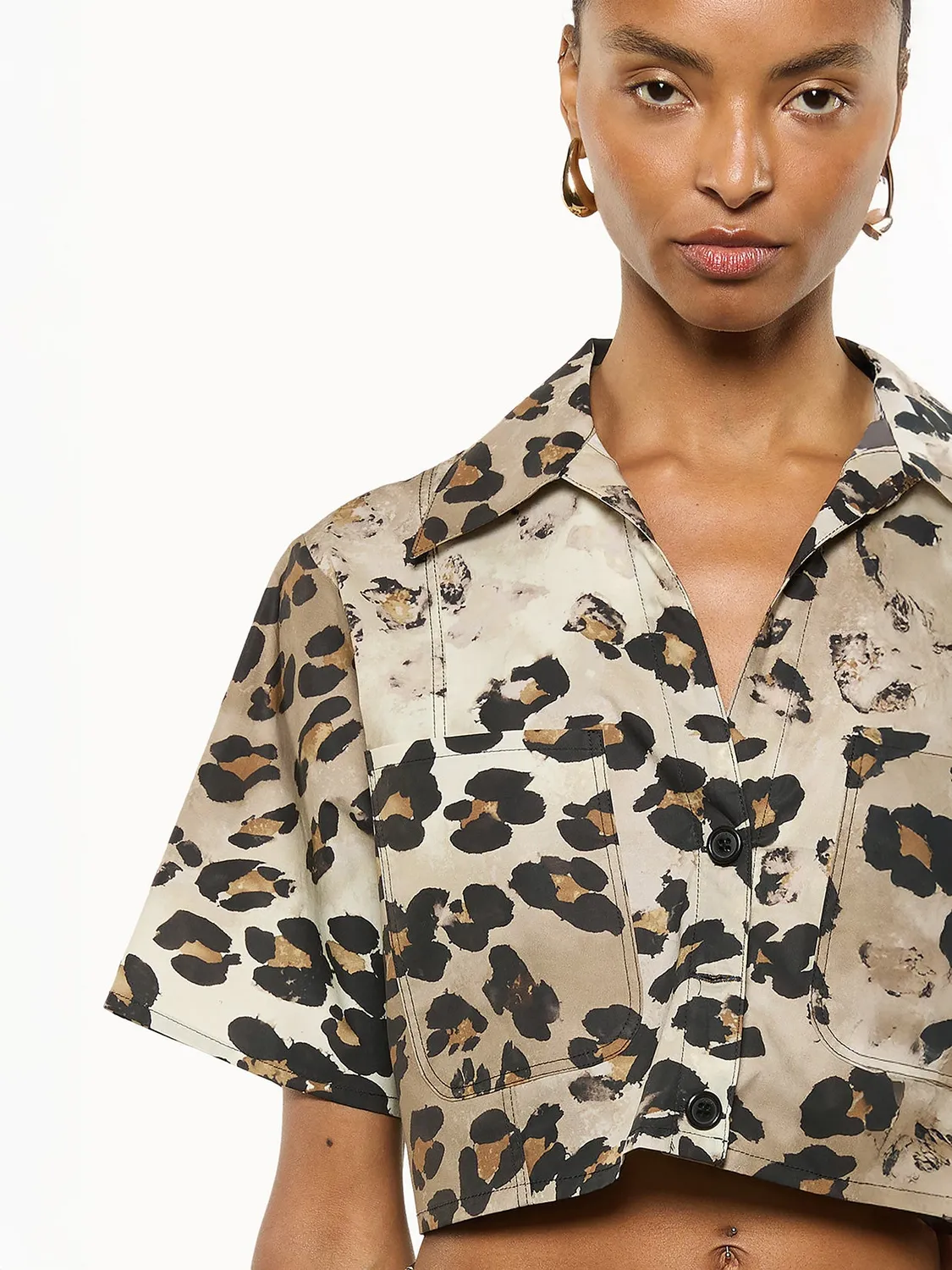 Laneus Animal Print skjorte multicolour bomuld