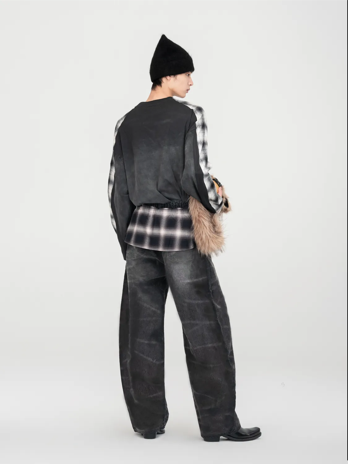 Feng Chen Wang 2-in-1 Washed Denim jeans sort