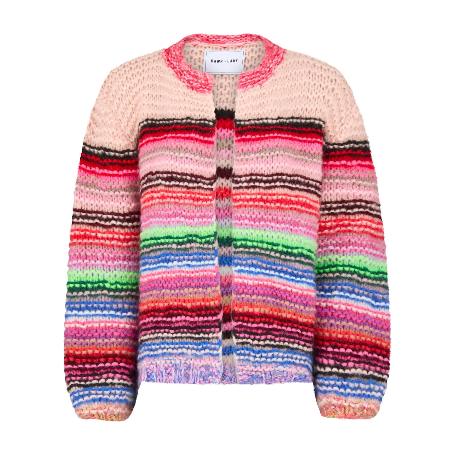 DAWN x DARE GABI MULTI strikcardigan baby pink stribet