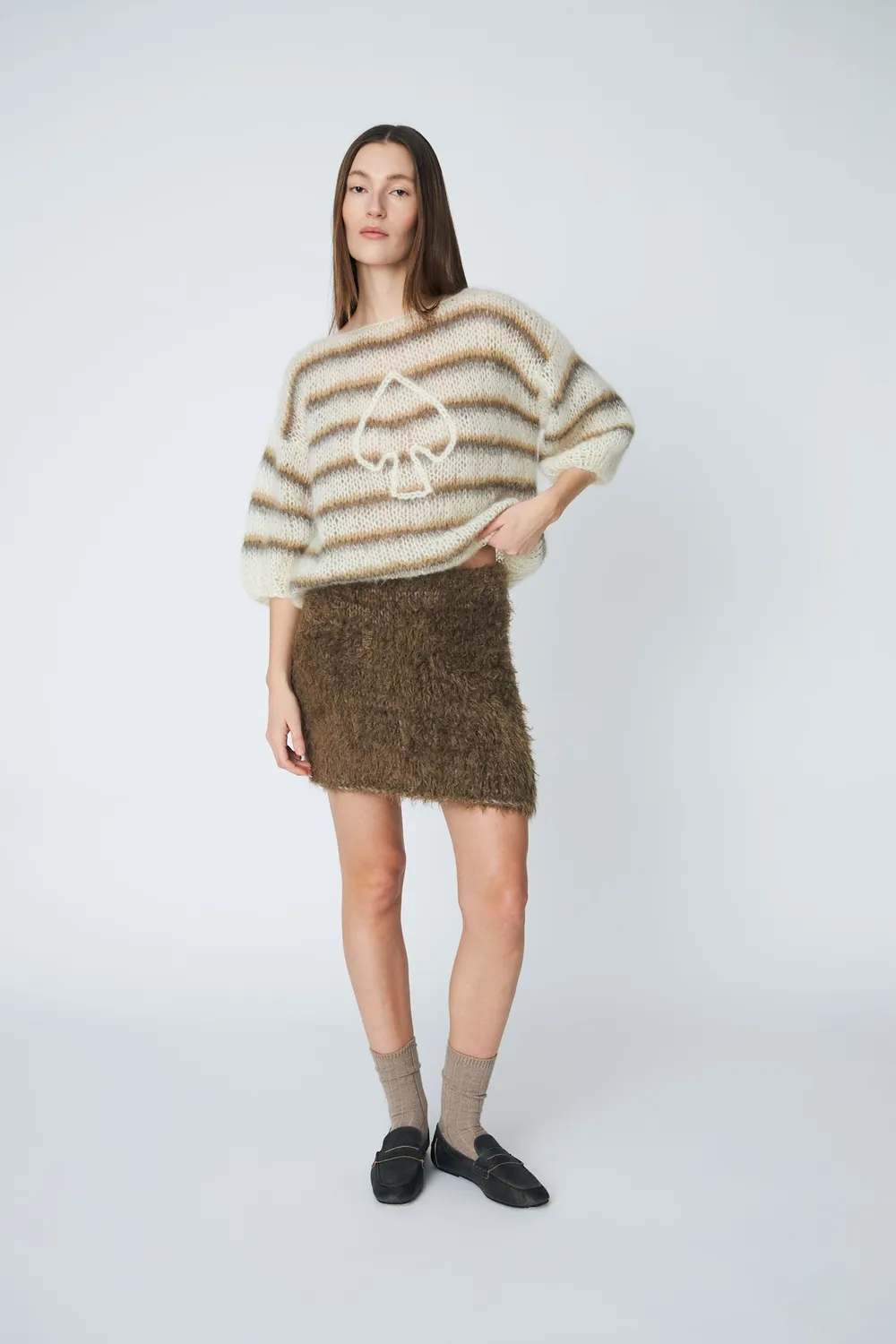 DAWNXDARE Lola Spade Crew striktrøje 102 Chalk mohair
