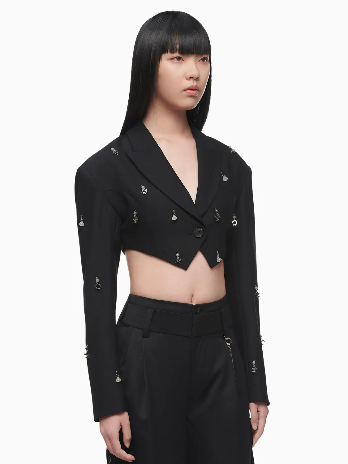 Feng Chen Wang embellished jakke sort cropped