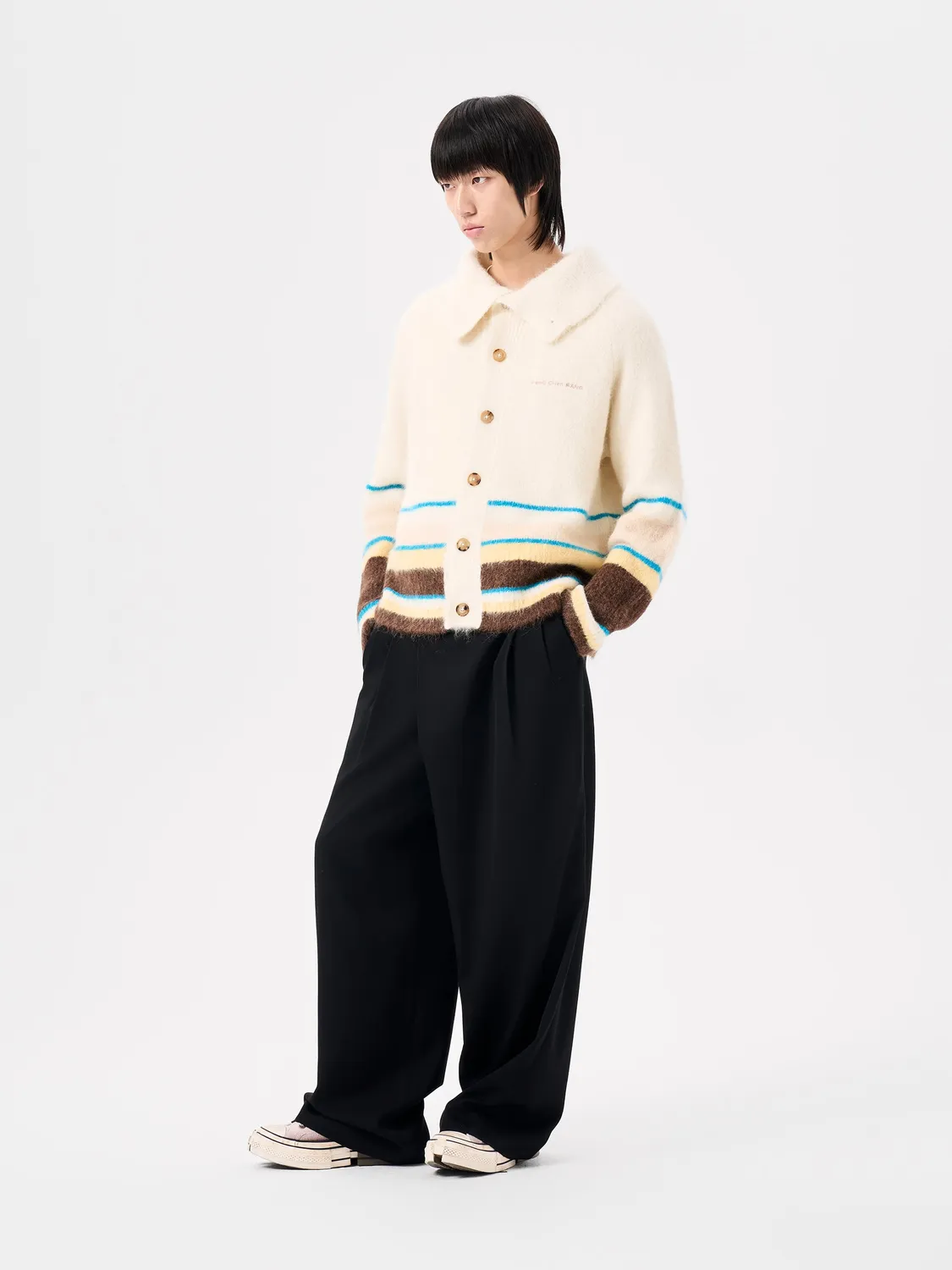 Feng Chen Wang Striped Jacquard Knit Cardigan alpakacardigan flerfarvet