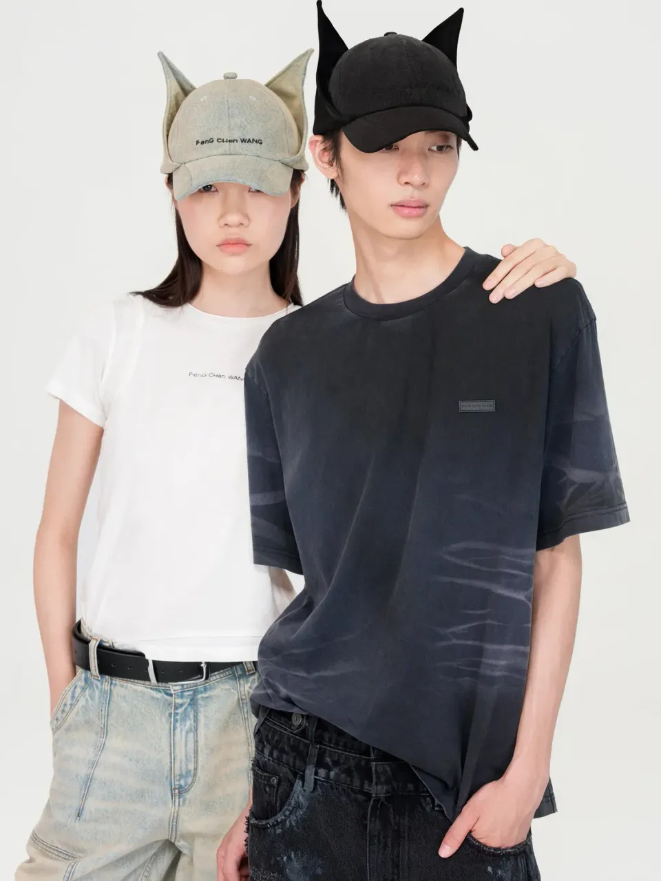 Feng Chen Wang Cat-Ear kasket sort denim