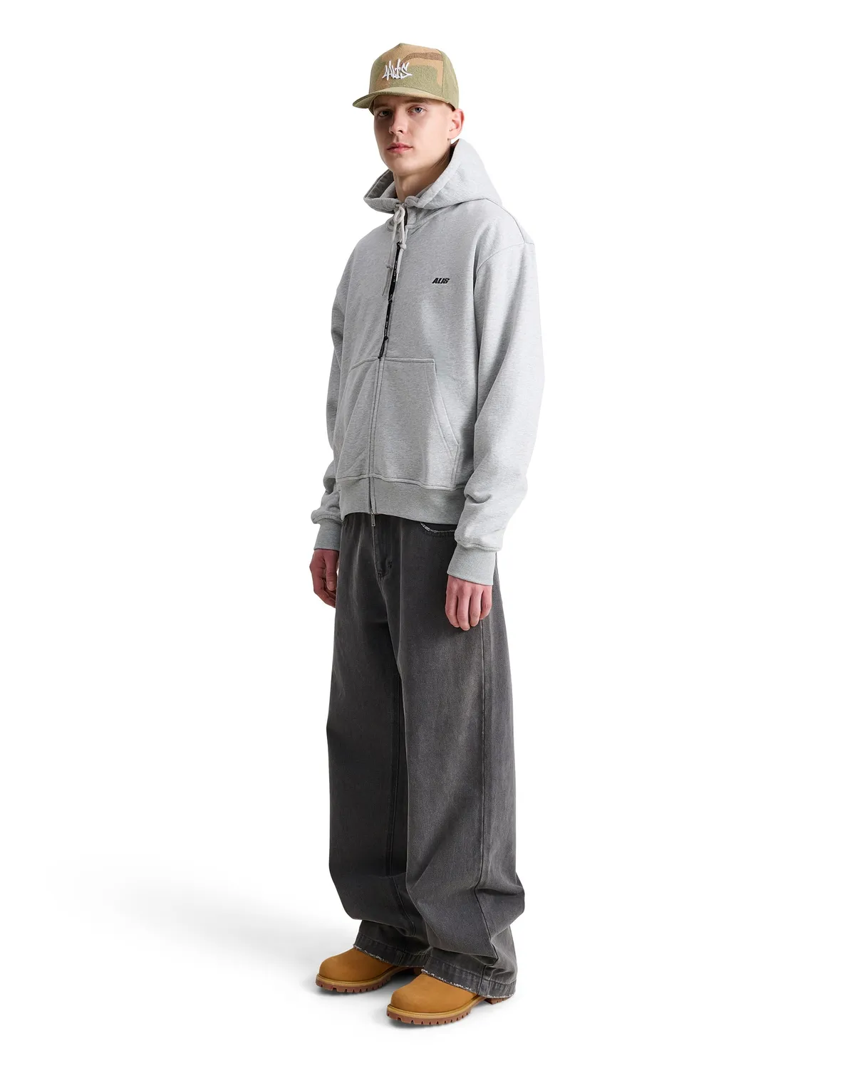 Alis Aaron hoodie med lynlås Grey Melange bomuld