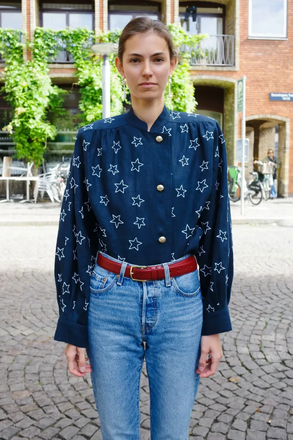 Caro Editions Susan skjortejakke navy stjerne broderi