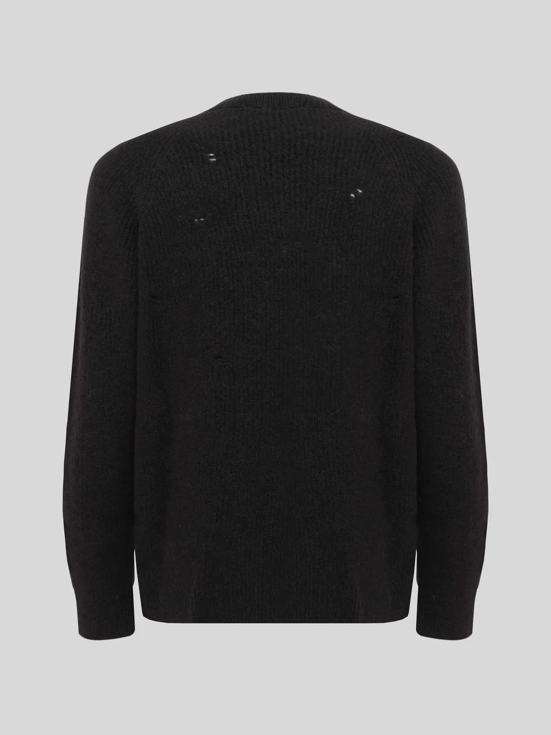 Laneus Destroyed English Rib Boxy Crewneck striktrøje sort cashmere