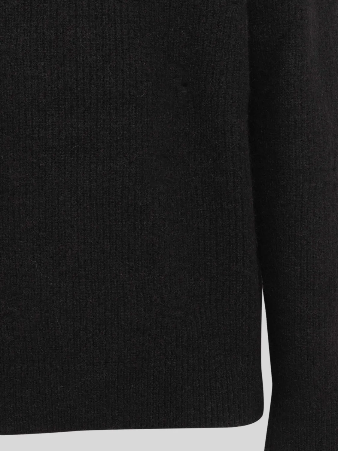 Laneus Destroyed English Rib Boxy Crewneck striktrøje sort cashmere