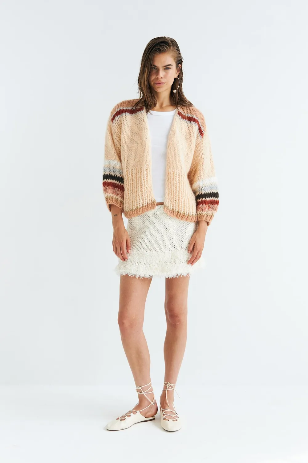 DAWNXDARE Eden 104 Wheat strikcardigan stribet