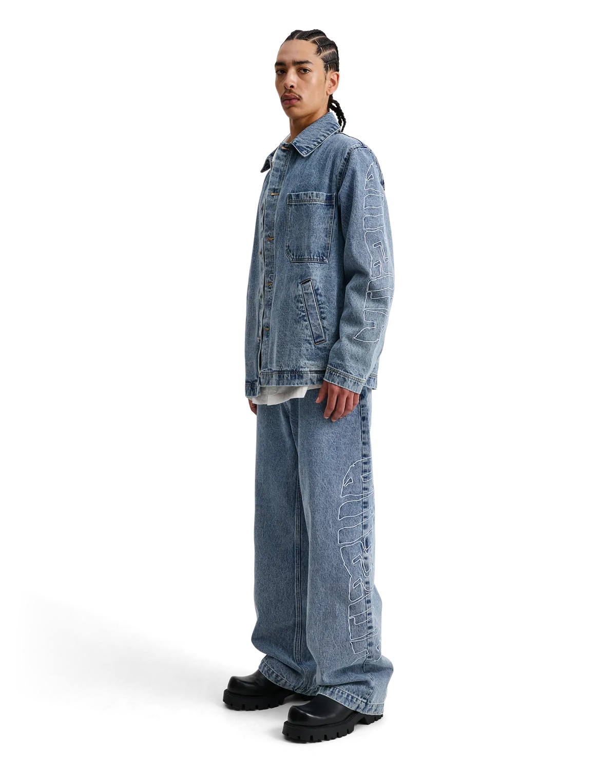 Alis Viren arbejdsjakke Washed Light Blue bomuld