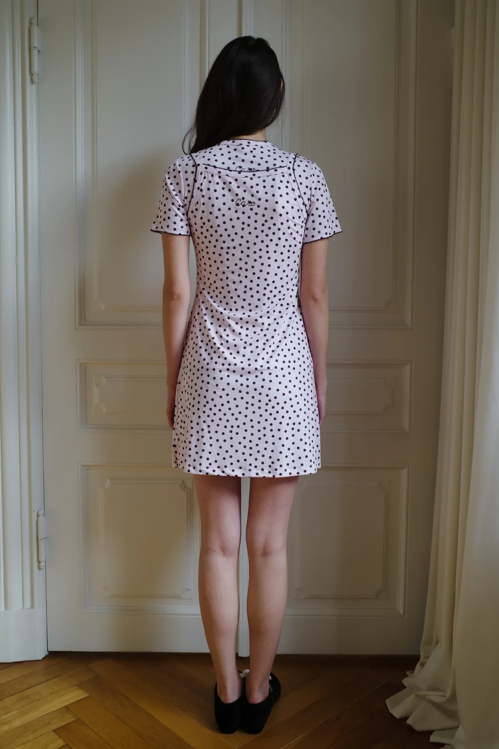 Caro Editions Slip Dress jerseykjole Pink Dots strækbar