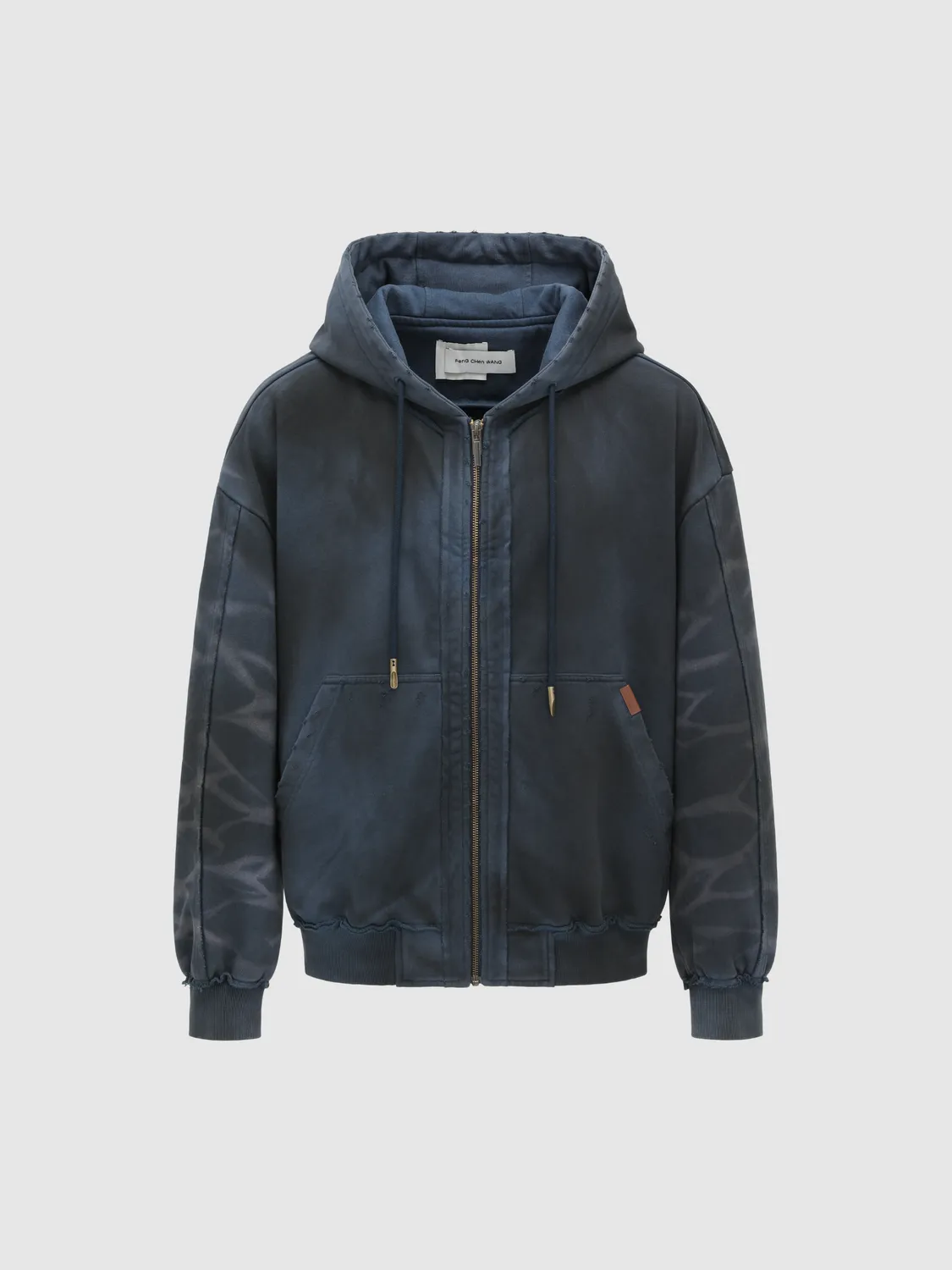Feng Chen Wang Navy Washed zip hættetrøje